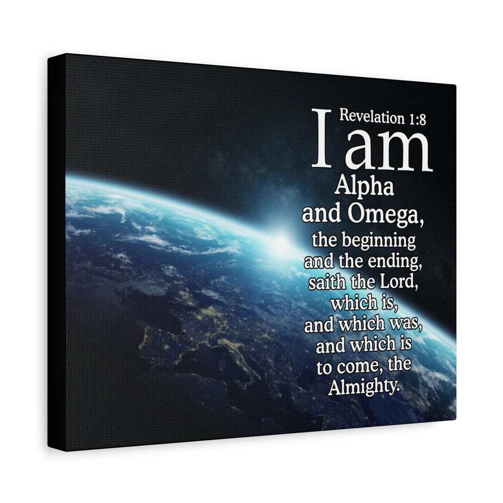 Scripture Canvas Revelation 1:8 Alpha ansd Omega Christian Wall Art Bible Verse